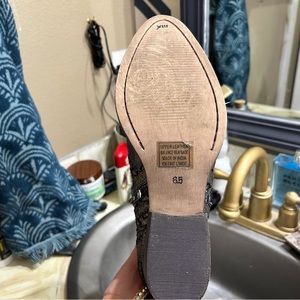 SEYCHELLES Leather point toe Metallic Woven Bootie